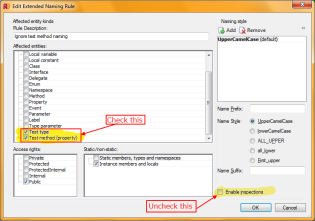 Atombrenner: How to change the ReSharper naming style for test methods